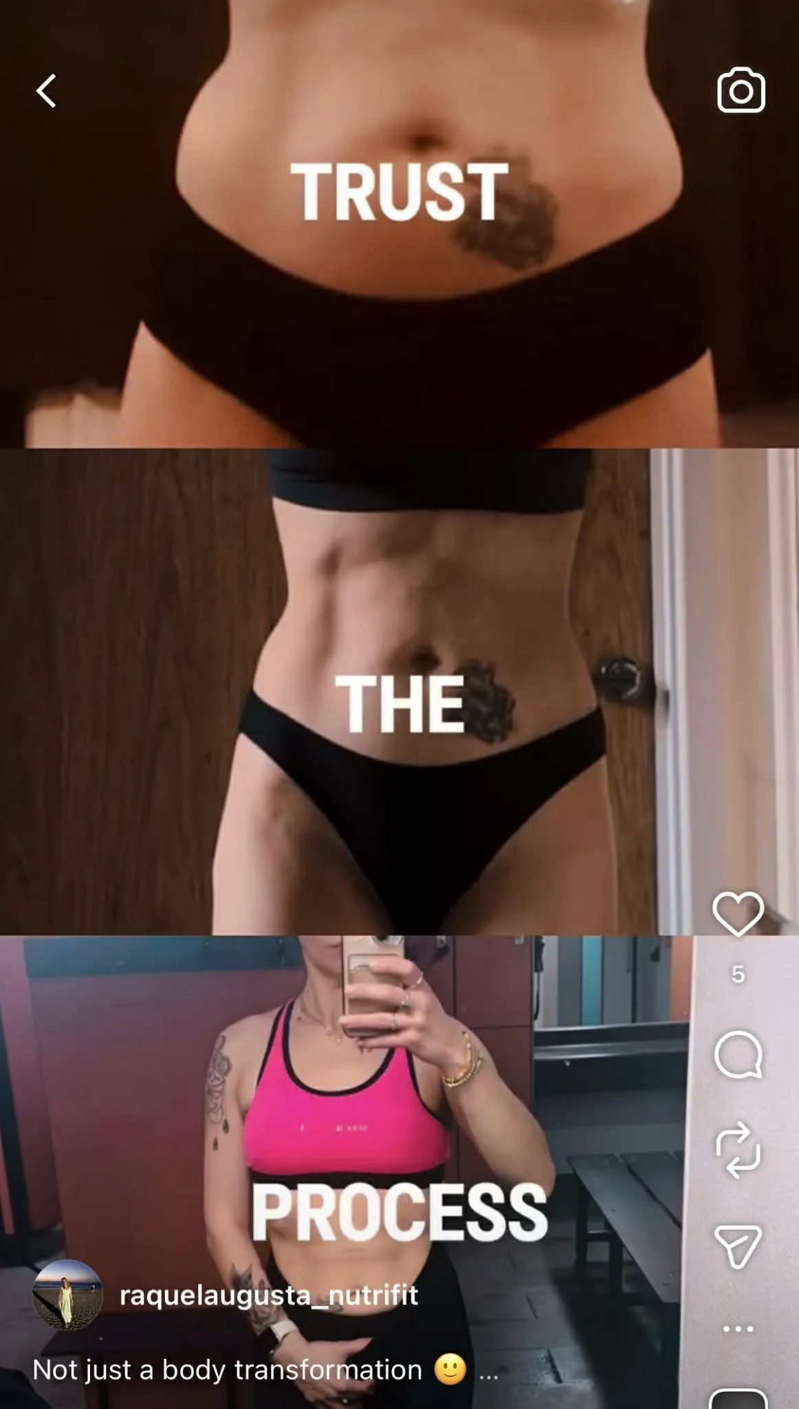 Raquel NutriFit transformation results — Trust The Process body composition progress